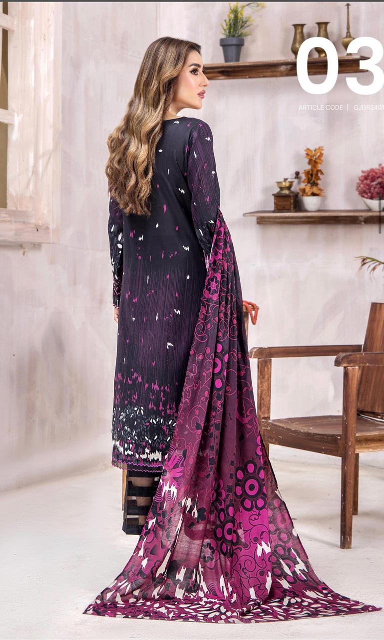 Unstitched 3 Piece Printed Lawn DESIGN-027