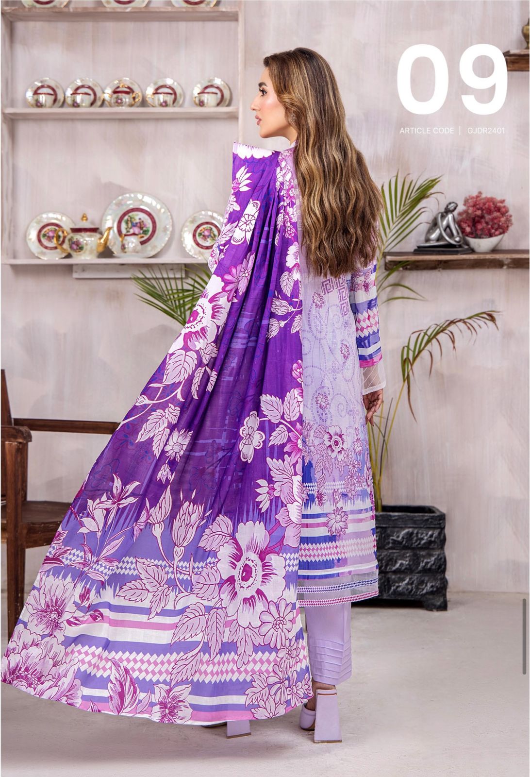 Unstitched 3 Piece Printed Lawn DESIGN-028