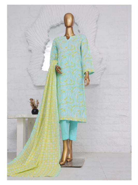 Stitched 3 Piece Printed Lawn SM 606