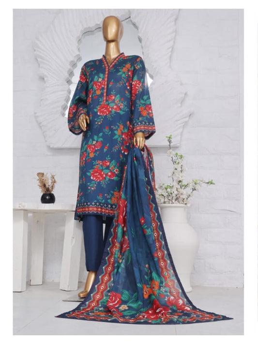 Stitched 3 Piece Printed Lawn SM 766