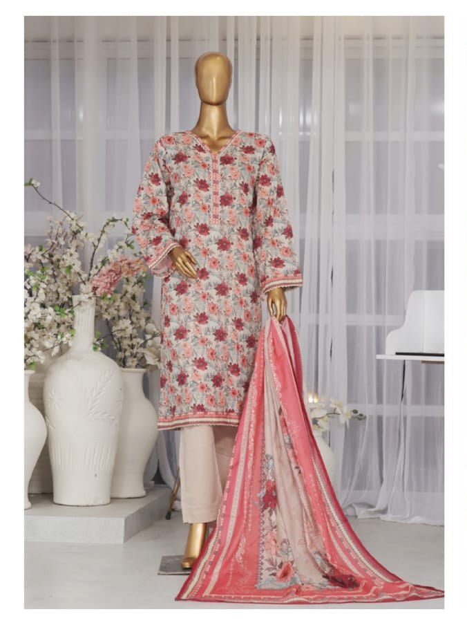 Stitched 3 Piece Printed Lawn SM 744