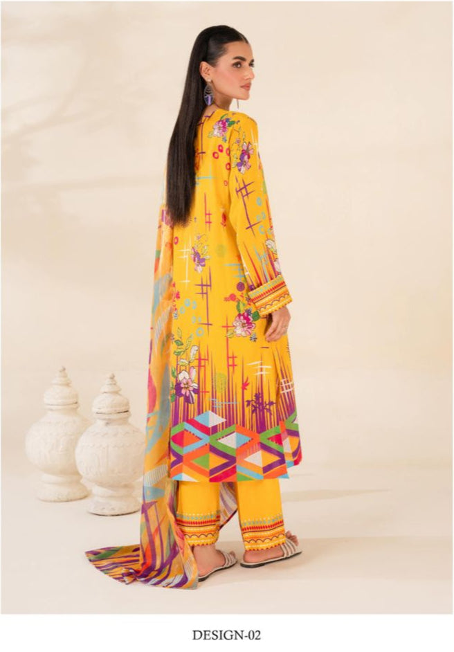 Unstitched 3 Piece Printed Lawn DESIGN-002