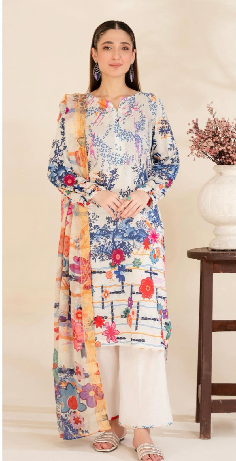 Unstitched 3 Piece Printed Lawn DESIGN-003