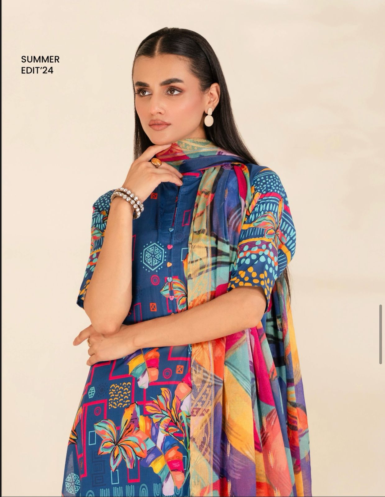 Unstitched 3 Piece Printed Lawn DESIGN-007