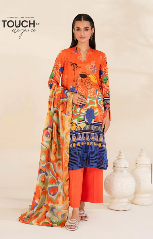 Unstitched 3 Piece Printed Lawn DESIGN-008