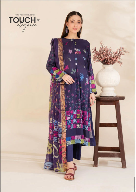 Unstitched 3 Piece Printed Lawn DESIGN-011