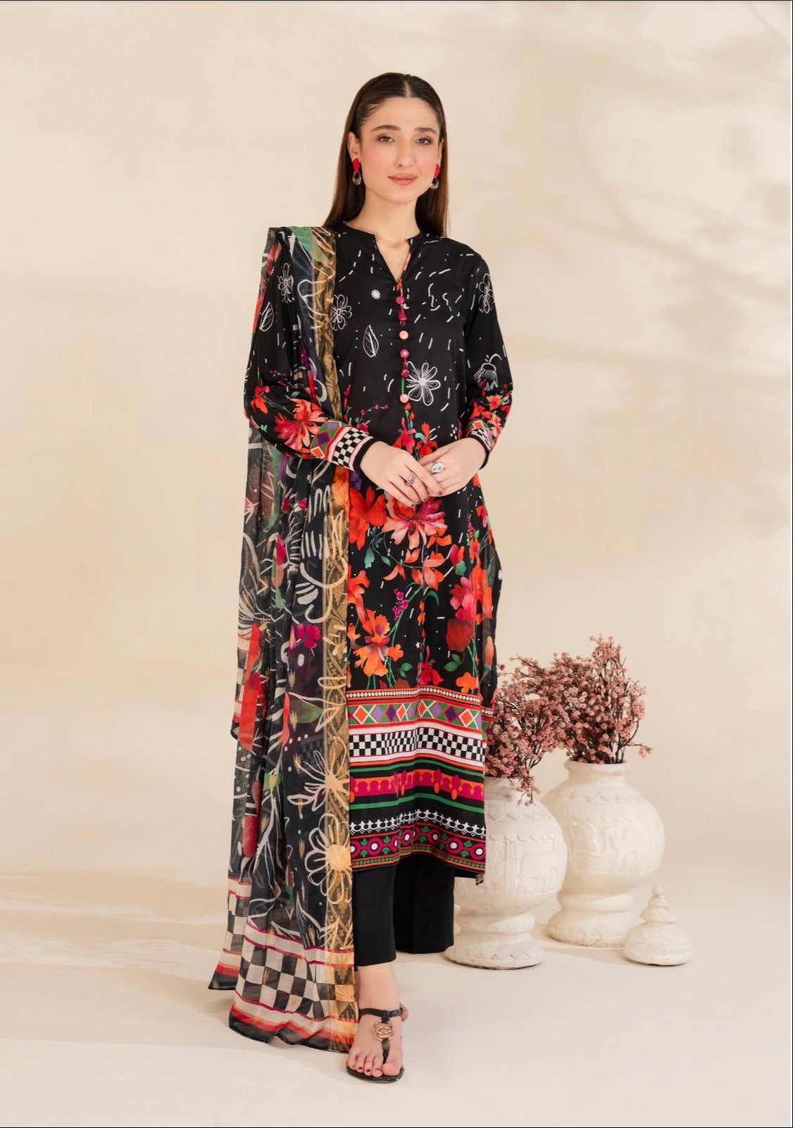 Unstitched 3 Piece Printed Lawn DESIGN-010