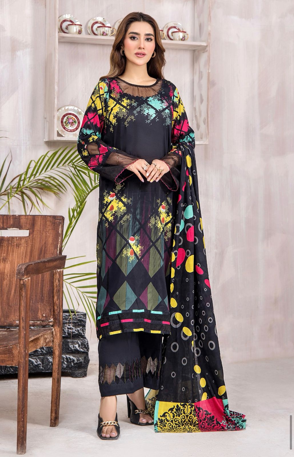 Unstitched 3 Piece Printed Lawn DESIGN-030